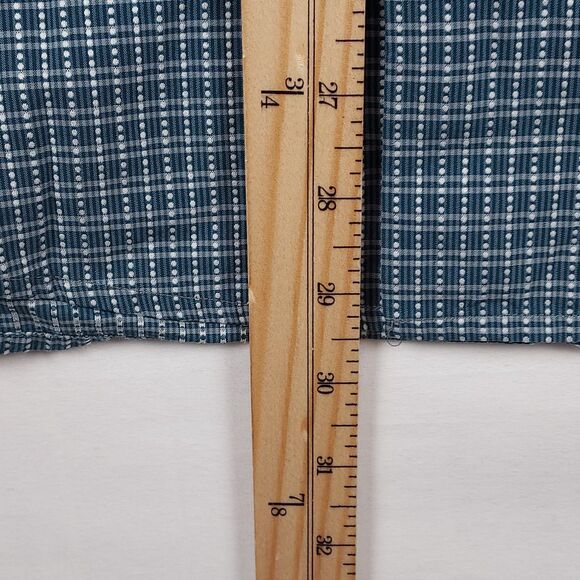 Perry Ellis M Cotton Check Button-Up Shirt Long Sleeve Casual Grid Pattern - Picture 6 of 9